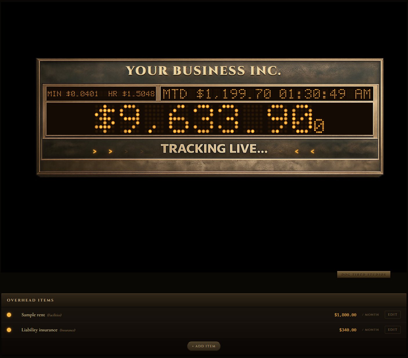 Business Overhead Clock screenshot